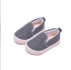 light blue canvas slip on baby walking shoe