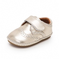 silver leather classic baby anti skid walking shoe