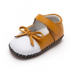 pink white& mustard white bowknot leather baby sandals