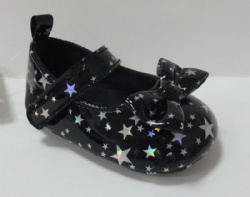 Infant Baby Girls patent PU with print star strap Mary Jane Flats Non Slip Soft Sole Prewalker Princess Wedding Dress Shoes