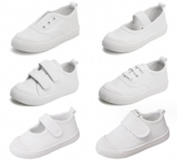 Campus small white shoes Spring and autumn children's canvas shoes soft soles non-slip male and female small and medium children students kindergarten indoor