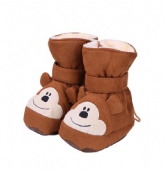 baby booties in brown with little puppy