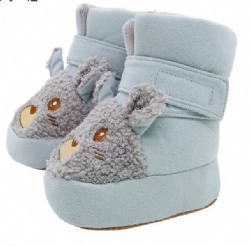 baby booties in light blue with rabbit