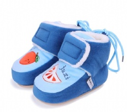 baby booties in blue with mandarin