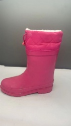 rubber rain boots in berry