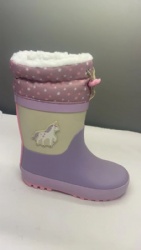 rubber rain boots light purple with unicorn