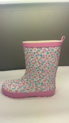 rubber rain boots pink with patterns