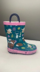 rubber rain boots blue with little fox