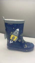 rubber rain boots blue with rocket