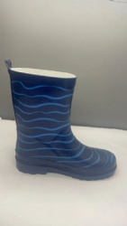 rubber rain boots dark blue with waves