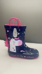 rubber rain boots dark blue with unicorn