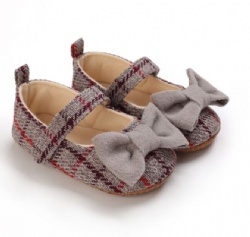 plaid mary jane baby girl bowknot shoe