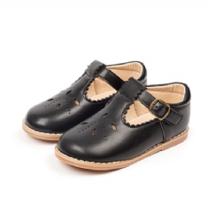 T-bar scallop baby girl shoe