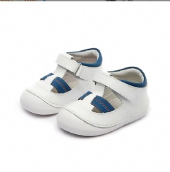 white leather T-bar shoe