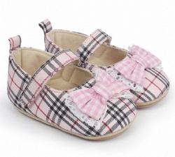 plaid mary jane baby girl bowknot shoe