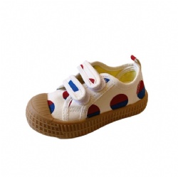 toe protected print dots canvas baby walking shoe