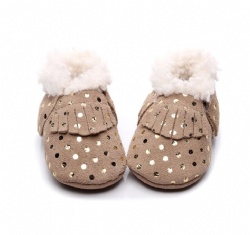 T-bar print soft leather baby shoe